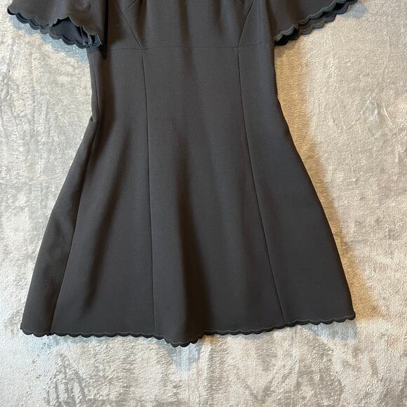 Kate Spade size 8 Black‎ Scallop Crepe Swing Dress LBD Timeless Classic Feminine - Picture 3 of 8